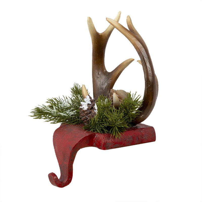 Gancio appendi calza natalizio con corna di renna - 18x15 cm - Clayre & Eef
